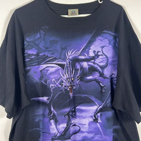 🔥💀 Vintage 2002 LIQUID BLUE Purple  Dragons AOP Horror Tee 3XL - SUPER RARE!! - Picture 2 of 9